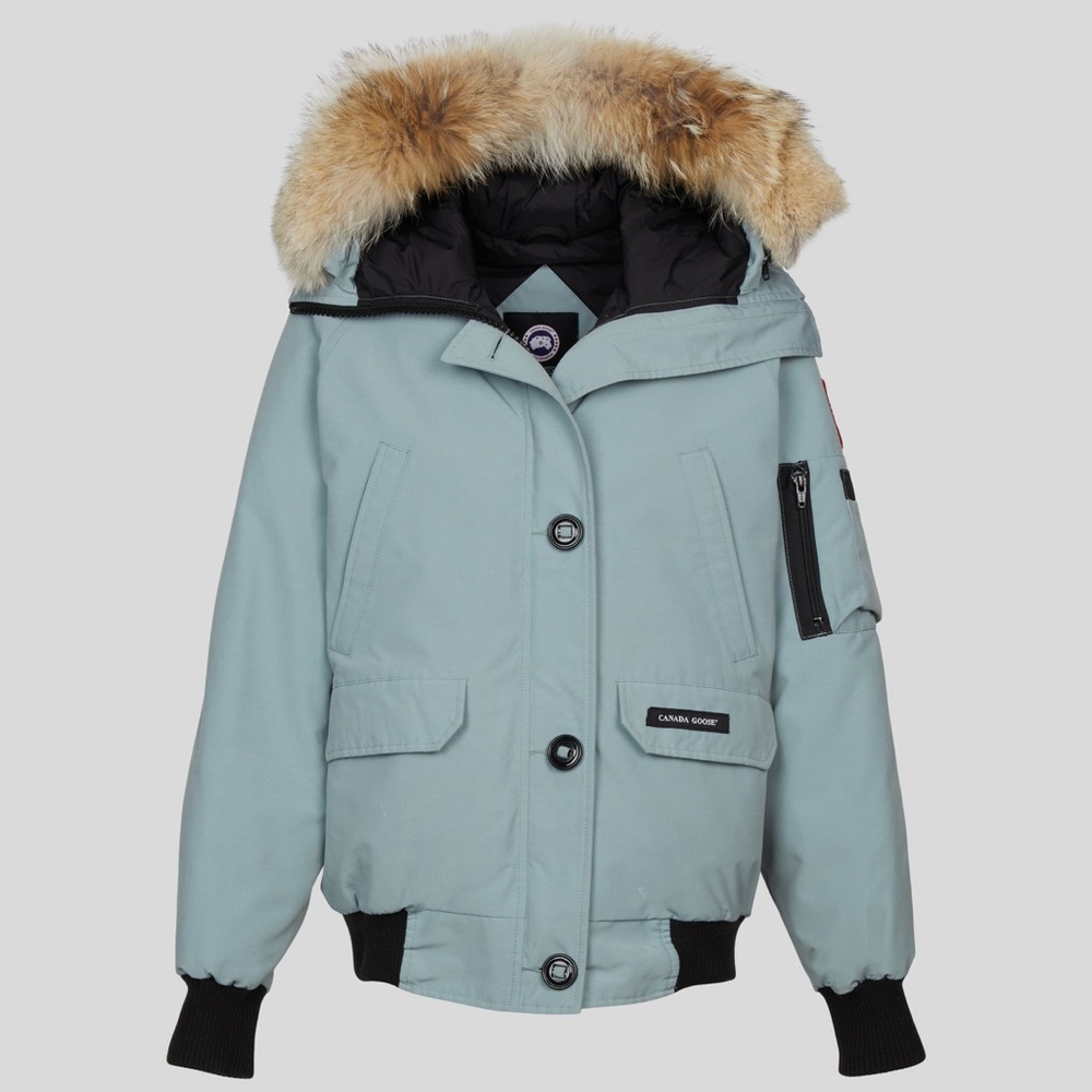 Canada Goose Pale Blue Down Bomber Jacket with Fur Hood